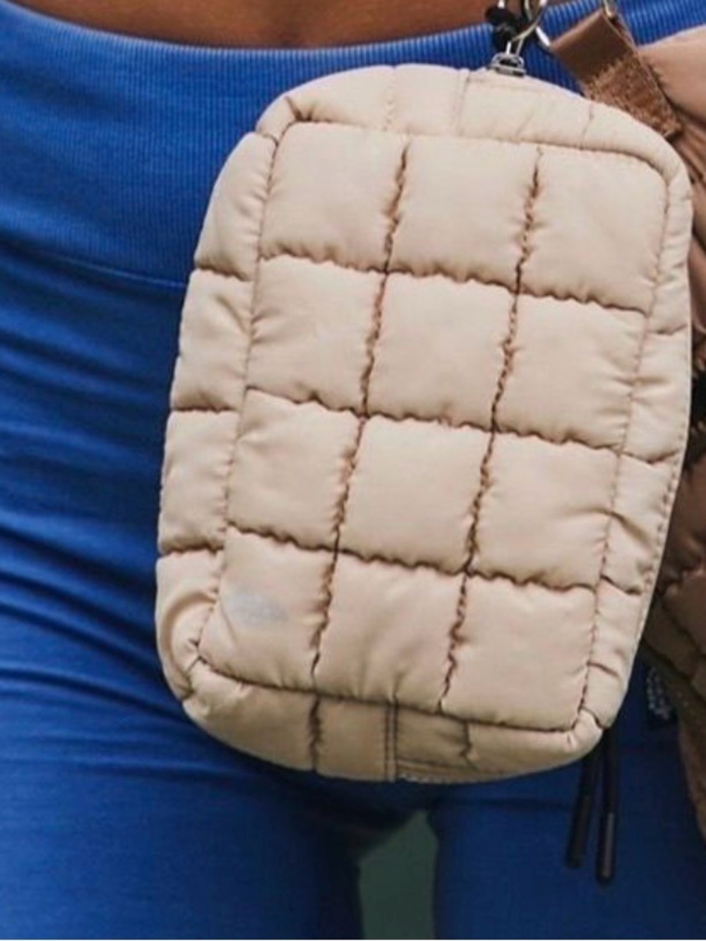 Free people Beige Quilted mini case Puffer Bag